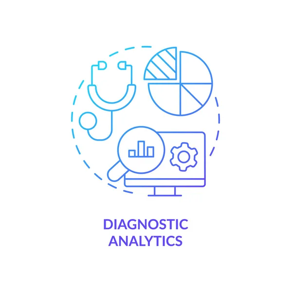 Diagnóstico analítico ícone conceito gradiente azul — Vetor de Stock
