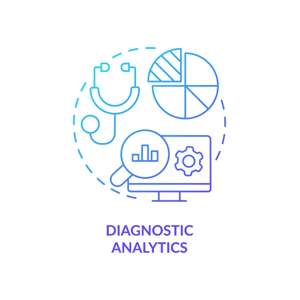 Diagnostic analytics bleu dégradé concept icône — Image vectorielle