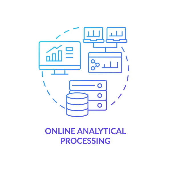 Procesamiento analítico en línea icono de concepto de gradiente azul — Vector de stock