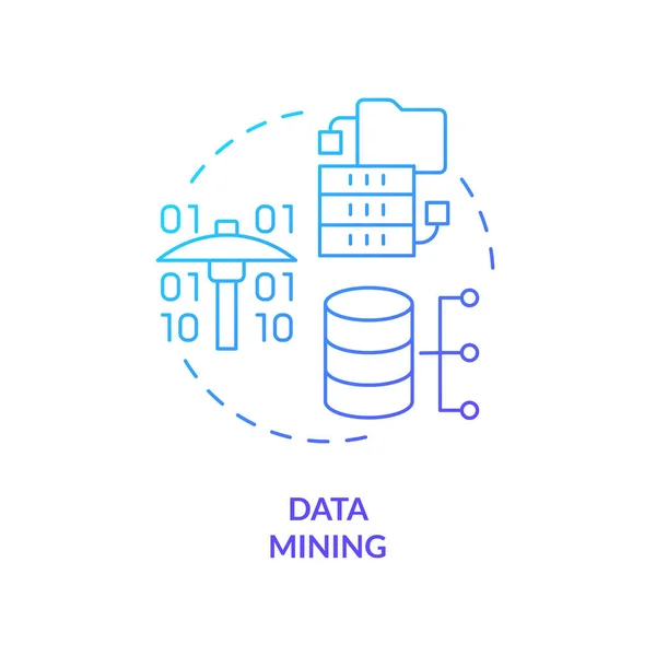 Data mining bleu dégradé concept icône — Image vectorielle