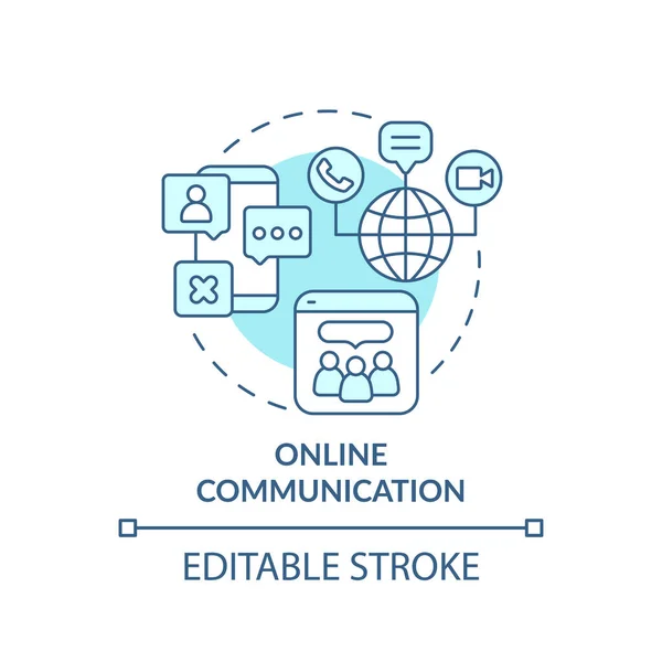 Ikona konceptu online komunikace tyrkysové — Stockový vektor