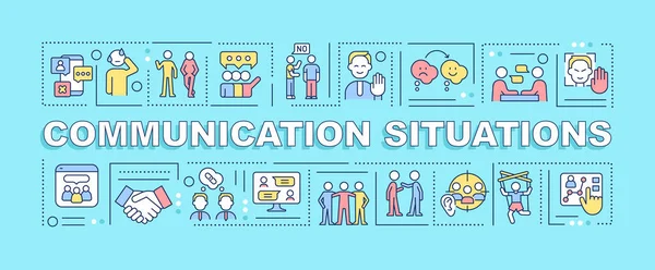 コミュニケーションの状況単語の概念｜ターコイズバナー — ストックベクタ