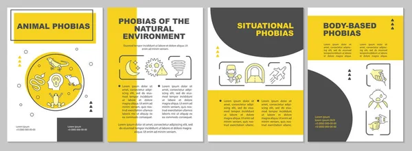 Categorias de fobia modelo de brochura amarela —  Vetores de Stock