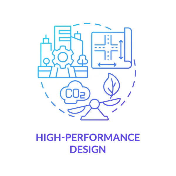 Icona del concetto di gradiente blu di design ad alte prestazioni — Vettoriale Stock