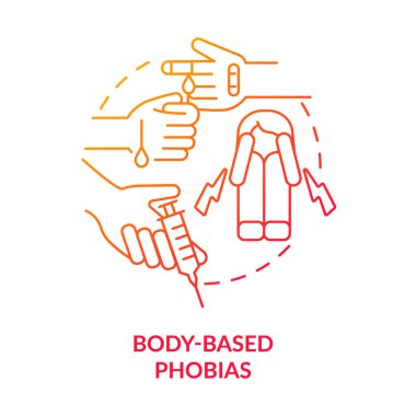 Vücut temelli fobi kırmızı gradyan konsept simgesi