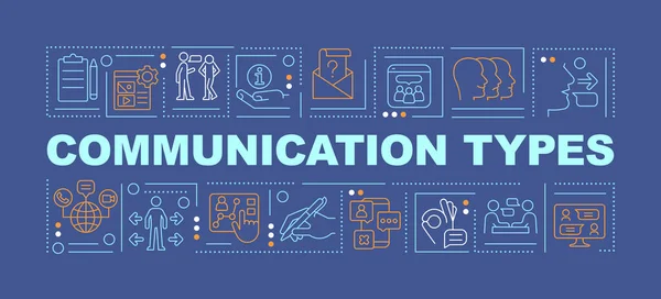 Hogyan lehet kommunikálni az emberekkel szó fogalmak sötét kék banner — Stock Vector
