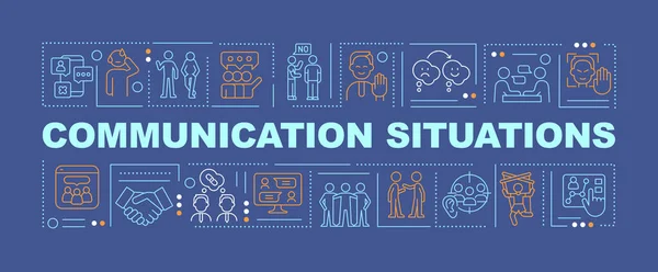 Participation in communication word concepts dark blue banner — Image vectorielle