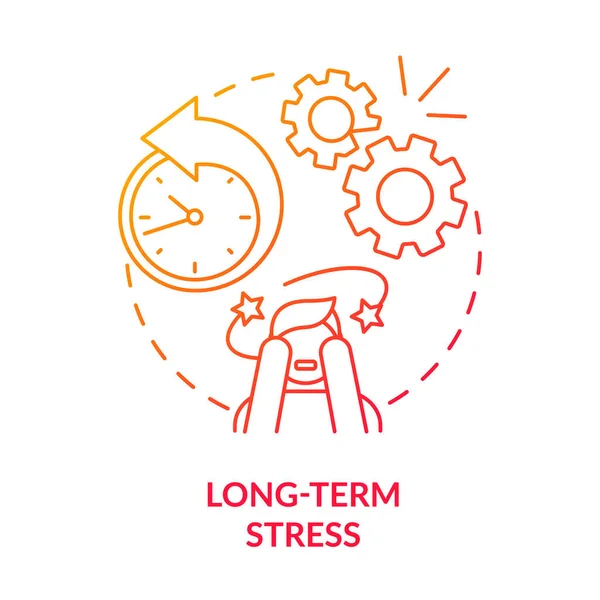 Ícone de conceito gradiente vermelho de estresse a longo prazo — Vetor de Stock
