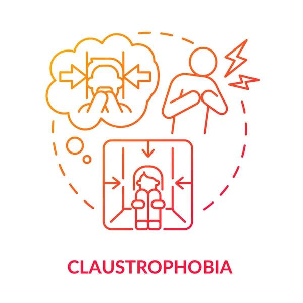 Claustrofobia icono de concepto de degradado rojo — Vector de stock