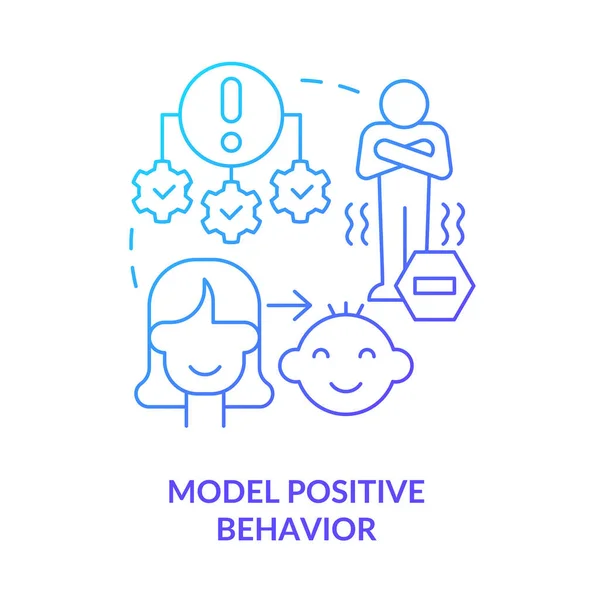 모델 긍정적 인 행동 파란기울기 컨셉 아이콘 — 스톡 벡터