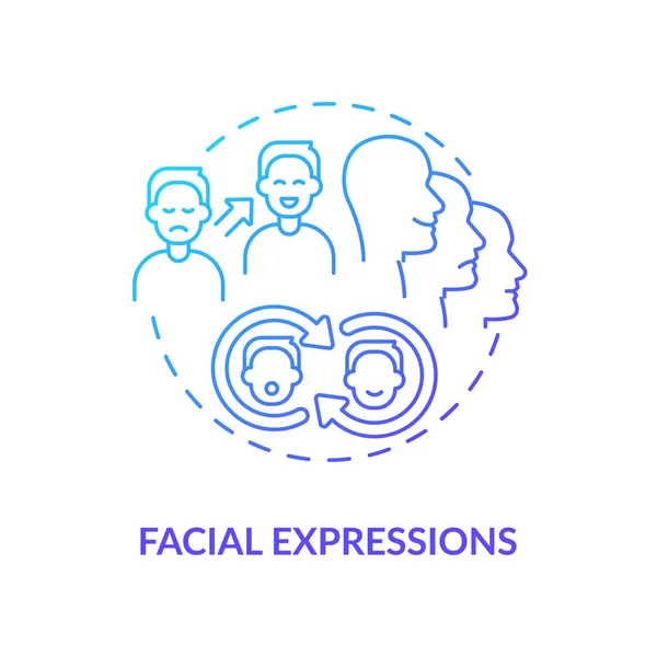 Expresiones faciales icono de concepto de gradiente azul — Vector de stock
