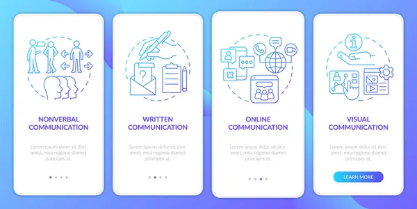 Komunikace tvoří modrý gradient na obrazovce mobilní aplikace — Stockový vektor