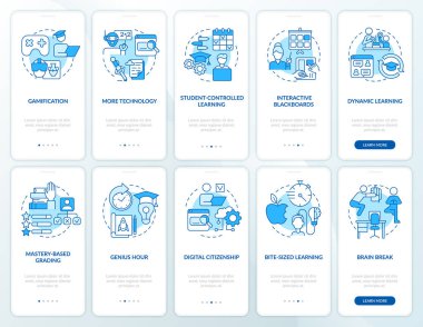 Mobil uygulama ekranında eğitim eğilimleri mavi