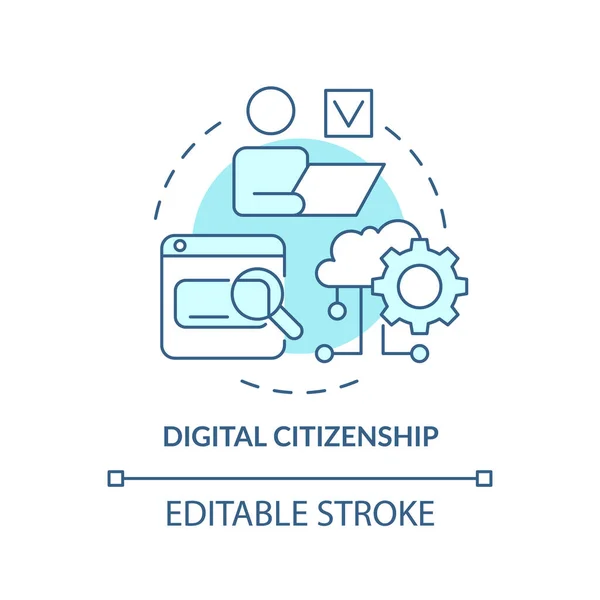 Digital citizenship turquoise concept icon — Vector de stock