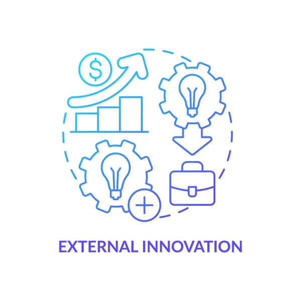外部イノベーションブルーグラデーションコンセプトアイコン — ストックベクタ
