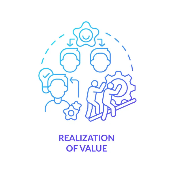 Realization of value blue gradient concept icon — Image vectorielle