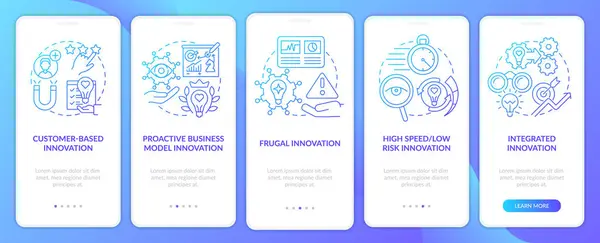 Μελλοντικές ιδέες καινοτομίας μπλε κλίση onboarding οθόνη εφαρμογών για κινητά — Διανυσματικό Αρχείο