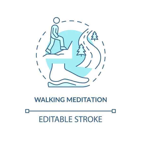 Walking meditation turquoise concept icon — Stock Vector