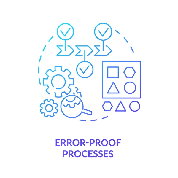 Error proof processes blue gradient icon — Vetor de Stock