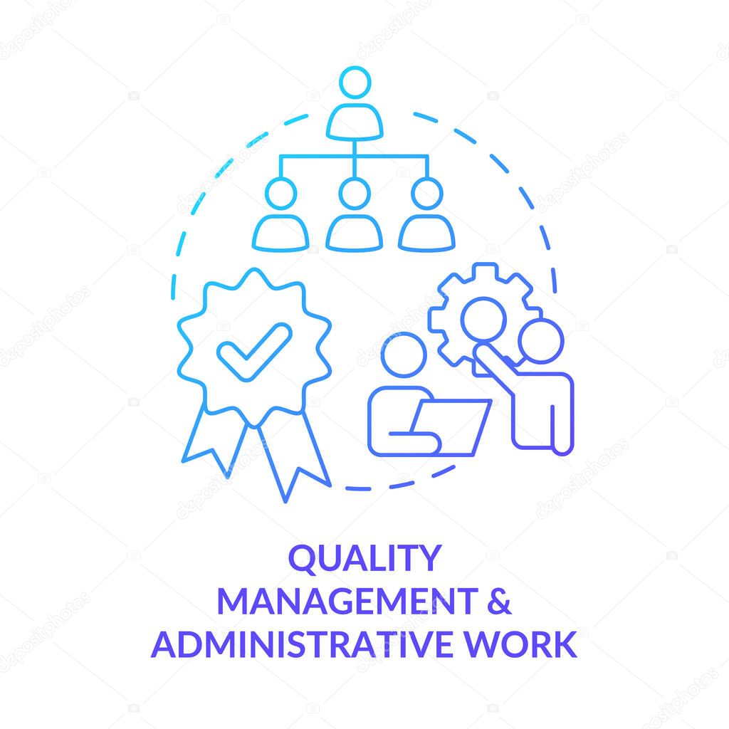 Quality management and administrative work blue gradient icon. Total productive maintenance abstract idea thin line illustration. Isolated outline drawing. Myriad Pro-Bold font used