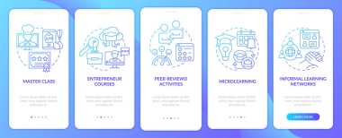 Çevrimiçi eğitim eğilimleri mobil uygulama ekranında mavi gradyan