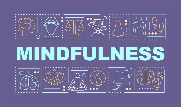 Developing mindfulness word concepts dark purple banner — Image vectorielle
