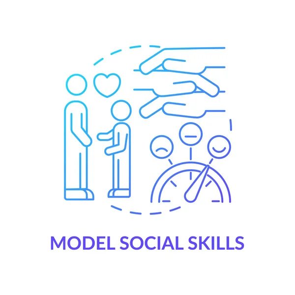 Model social skills blue gradient concept icon — Stock Vector