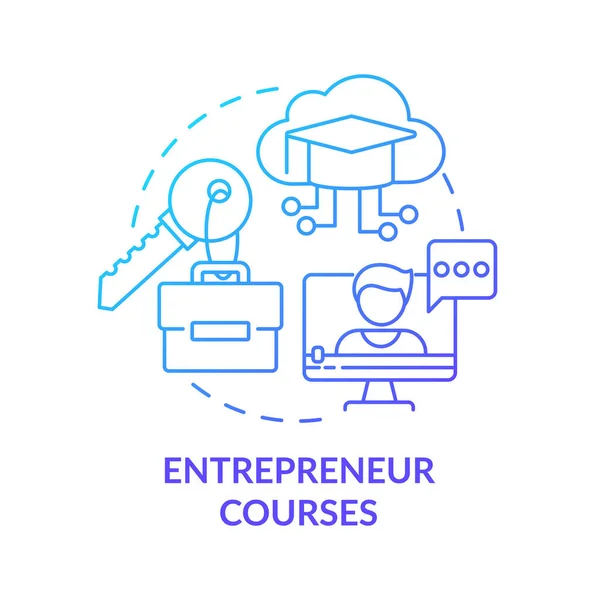 Cursos para emprendedores icono de concepto de gradiente azul — Vector de stock