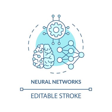 Neural networks turquoise concept icon