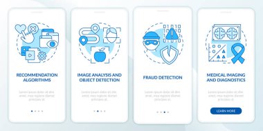 Use of machine learning blue onboarding mobile app screen
