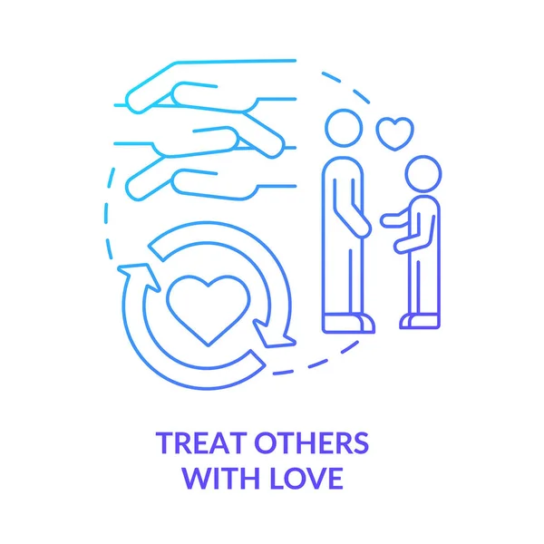 Tratar a los demás con amor icono concepto gradiente azul — Archivo Imágenes Vectoriales