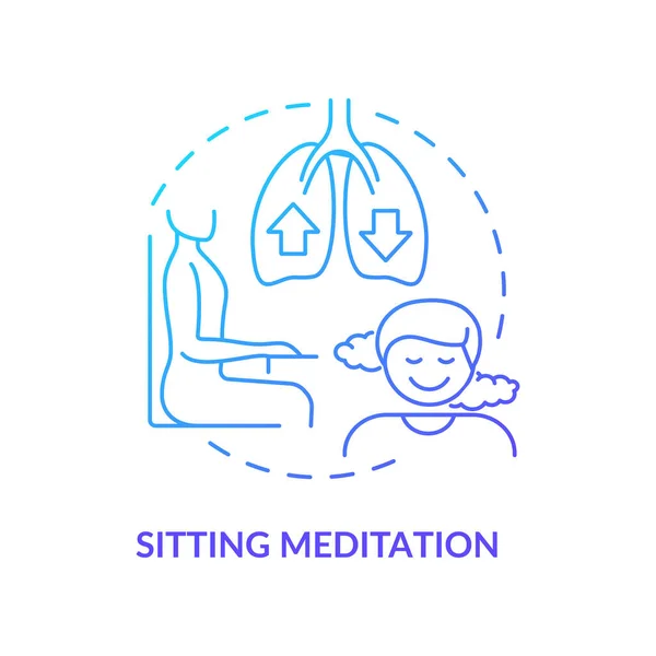 Sitting meditation blue gradient concept icon — Image vectorielle