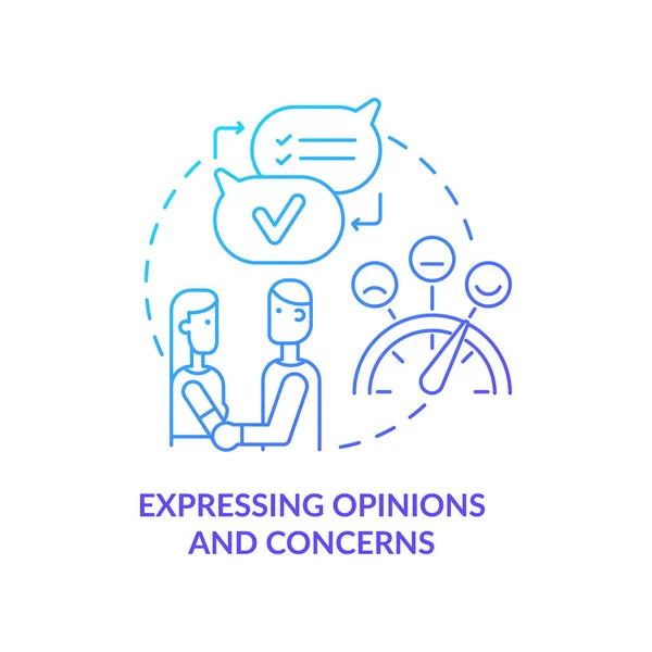 Expressing opinions and concerns blue gradient concept icon — Archivo Imágenes Vectoriales