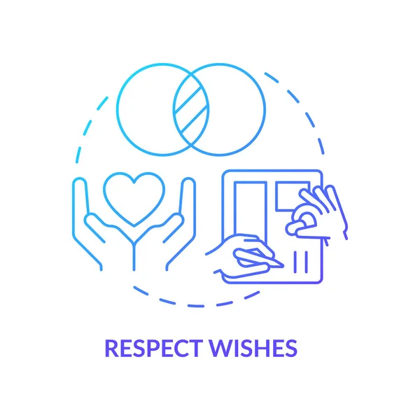 Respect wishes blue gradient concept icon — Stockový vektor