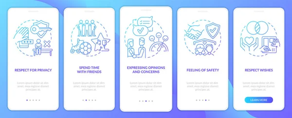 Positive healthy relationship blue gradient onboarding mobile app screen — Wektor stockowy