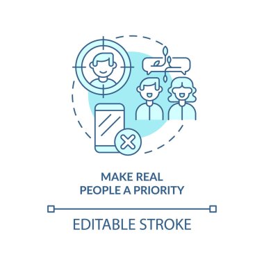 Gerçek insanları öncelikli turkuaz konsept simgesi yap