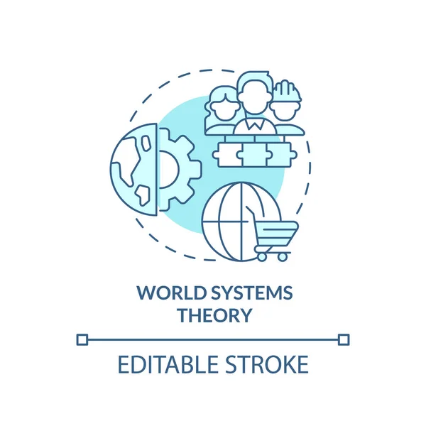 Théorie des systèmes du monde icône concept turquoise — Image vectorielle