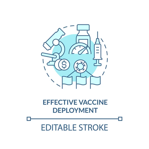 効果的なワクチン展開ターコイズのコンセプトアイコン — ストックベクタ