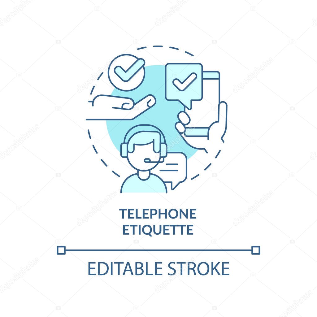 Telephone etiquette turquoise concept icon