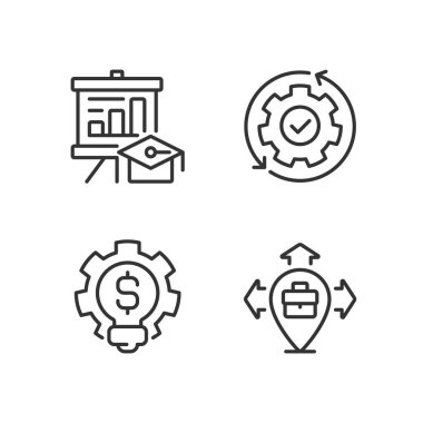 Improvement business process pixel perfect linear icons set