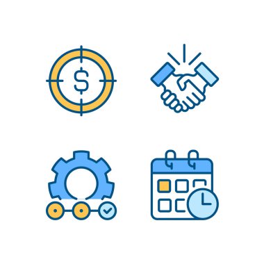 Başarılı başlangıç pikseli mükemmel RGB renk simgeleri ayarlandı