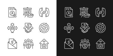 İş koordinasyon pikseli koyu, ışık kipi için mükemmel doğrusal simgeler ayarlandı