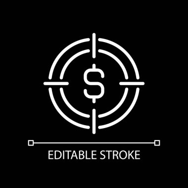 Koyu tema için finansal hedef pikseli mükemmel beyaz doğrusal simge