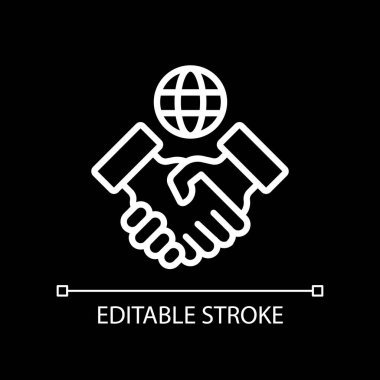 Uluslararası şirket pikseli koyu tema için mükemmel beyaz doğrusal simge