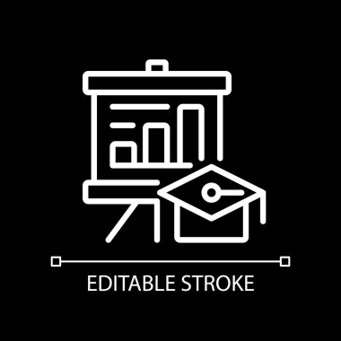 Koyu tema için iş eğitimi pikseli mükemmel beyaz doğrusal simgesi