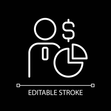 Karanlık tema için hissedar pikseli mükemmel beyaz doğrusal simgesi