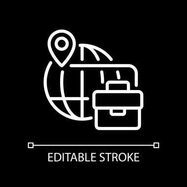 İş gezisi pikseli koyu tema için mükemmel beyaz doğrusal simge