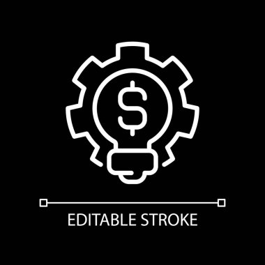 İş fikri pikseli koyu tema için mükemmel beyaz doğrusal simge