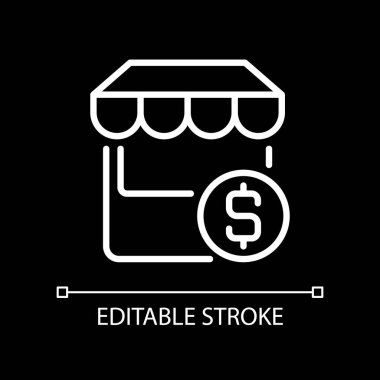 Koyu tema için küçük işletme pikseli mükemmel beyaz doğrusal simgesi