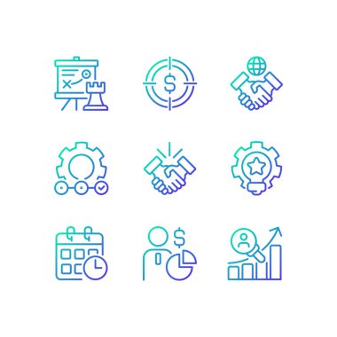 İş etkinlikleri gradyan doğrusal vektör simgeleri belirlendi